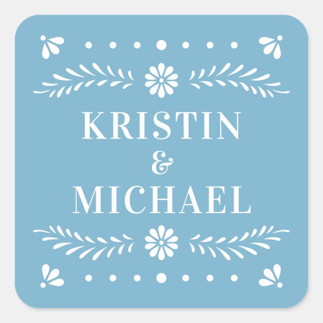 Papel Picado Style Wedding Sticker (Front)