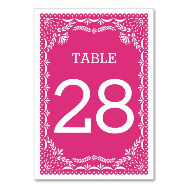 Papel Picado Table Number | Editable Colour (Front)