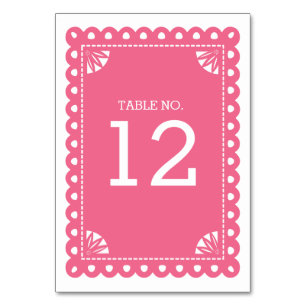 Papel Picado Table Number - Pink