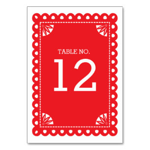 Papel Picado Table Number - Red