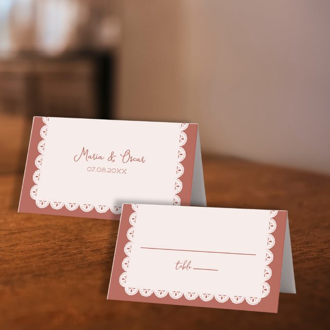 Papel Picado Terracotta Mexican Wedding Place Card (Papel Picado Terracotta Mexican Wedding Place Card)