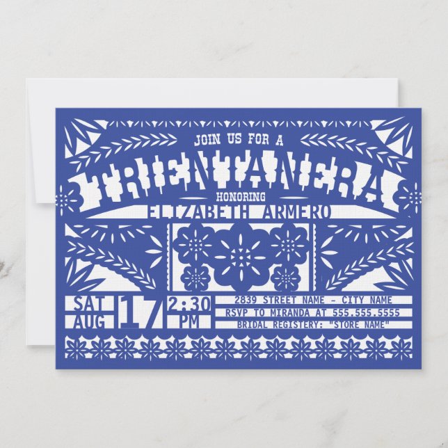 Papel Picado Trientanera Invitation (Front)