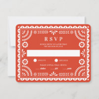 Papel Picado Warm Red | Wedding Reply RSVP Card