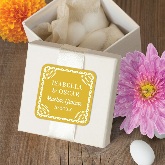 Papel Picado Warm Yellow Wedding Favour Sticker (Creator Uploaded)