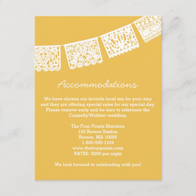 Papel Picado | Wedding Accommodations Card (Front)