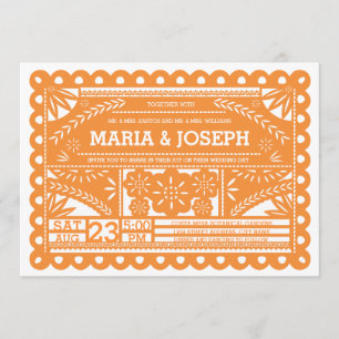 Papel Picado Wedding Invite - Orange