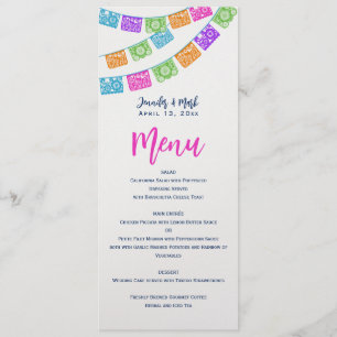 Papel Picado Wedding Menu Card