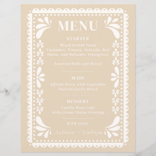 Papel Picado Wedding Menu Modern Mexican Theme