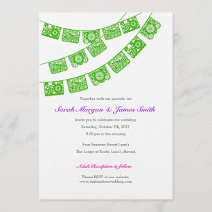 Papel Picado Wedding Party Invite Green