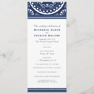 Papel Picado Wedding Program - Navy Programme