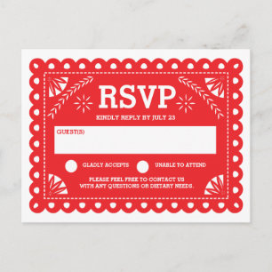 Papel Picado Wedding RSVP Invitation Postcard