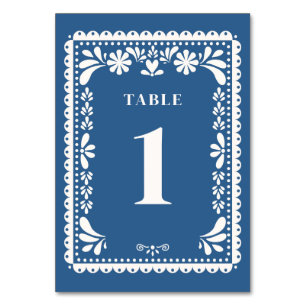 Papel Picado Wedding Table Numbers Blue Mexican 