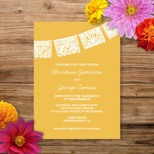 Papel Picado Yellow   Wedding Invitation
