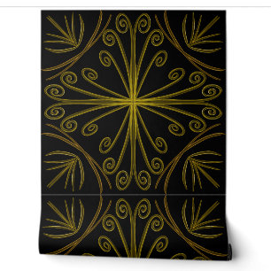 Papel Pintado Metallic flower tile abstract GOLD Wallpaper
