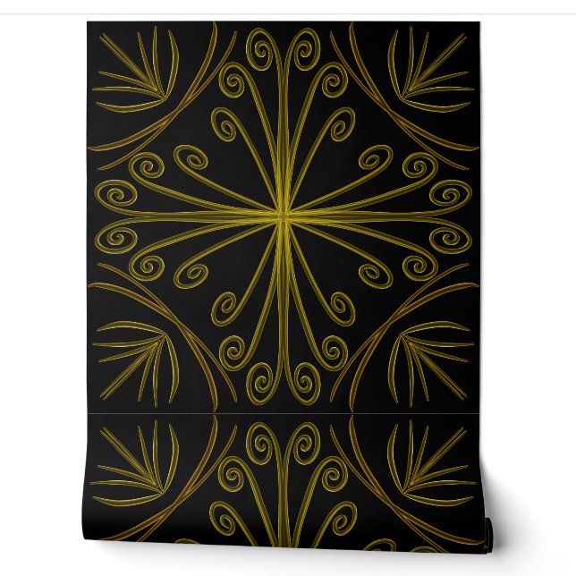 Papel Pintado Metallic flower tile abstract GOLD Wallpaper (Unrolling)