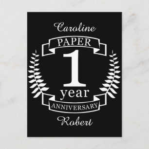 Paper 1st wedding anniversary 1 year postcard