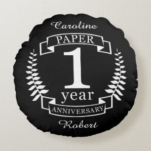 Paper 1st wedding anniversary 1 year round cushion