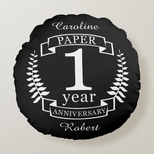 Paper 1st wedding anniversary 1 year round cushion (Front)