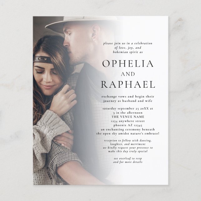 PAPER 2 Photos QR Code Bohemian Wedding Invite (Front)