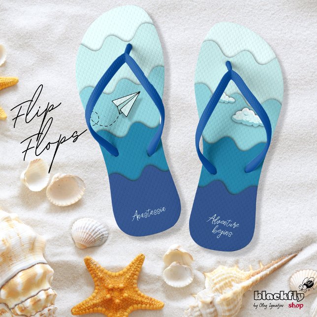 Paper aeroplane | Adventure begins Active, Beach Flip Flops (Creator Uploaded)