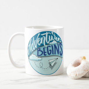 Paper aeroplane   Adventure begins  Coffee Mug