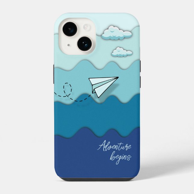 Paper aeroplane | Adventure begins iPhone Case (Back)
