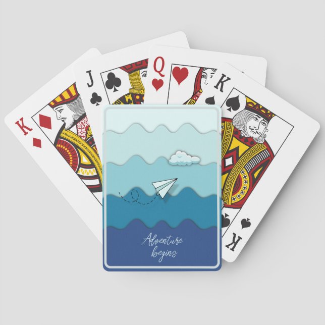 Paper aeroplane | Adventure begins poker  Playing Cards (Back)