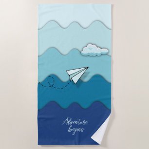 Paper aeroplane   Adventure begins Sport, Active, Beach Towel