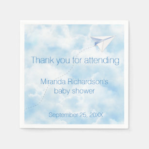 Paper Aeroplane Baby Shower Design Napkin