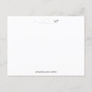 Paper Aeroplane Heart Simple Stationery Invitation