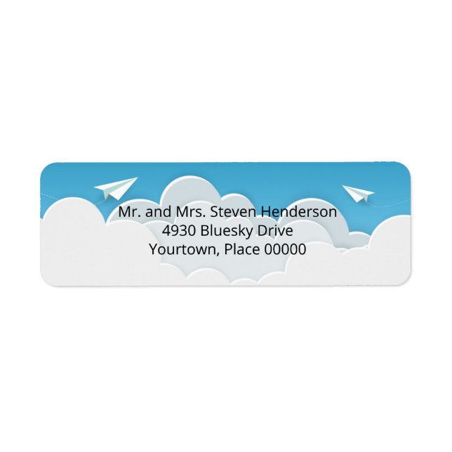 Paper Aeroplane in the Clouds Return Address (Front)