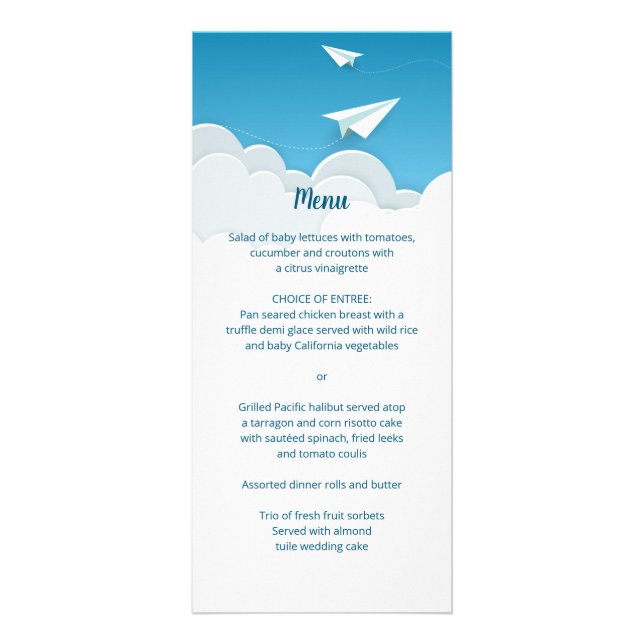 Paper Aeroplane in the Sky Going Away Menu (Front)