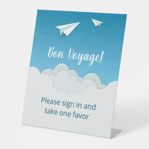 Paper Aeroplane in the Sky Going Away Party Pedestal Sign