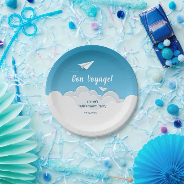 Paper Aeroplane in the Sky Going Away Party Plate (Party)