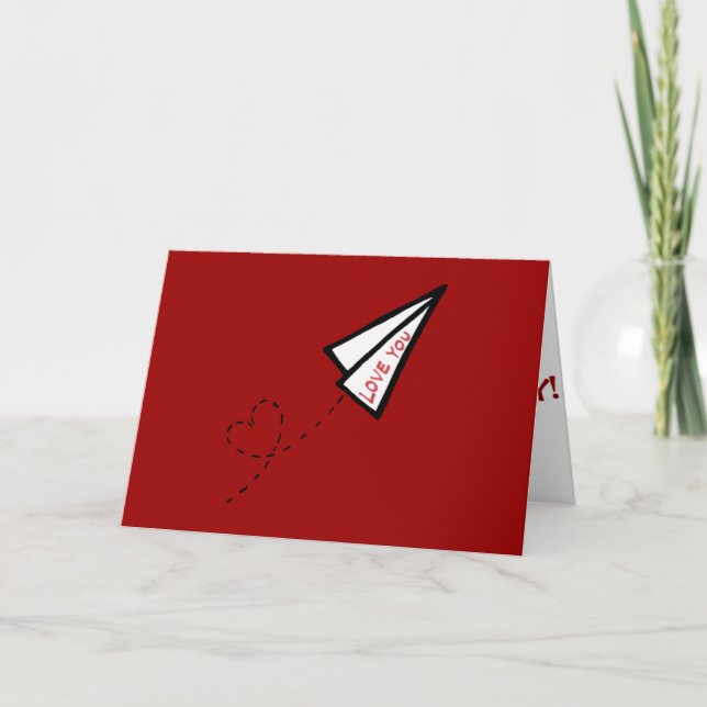 Paper Aeroplane Love Letter Valentine's Day Holiday Card (Front)