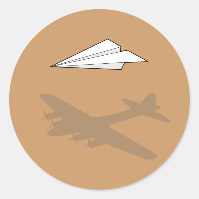 Paper Aeroplane Overactive Imagination Classic Round Sticker (Front)