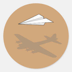 Paper Aeroplane Overactive Imagination Classic Round Sticker