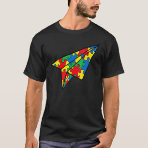 Paper Aeroplane Puzzle Piece Autism Awareness Boys T-Shirt