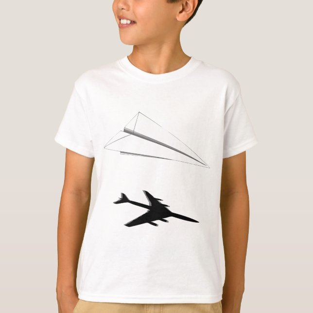 Paper Aeroplane Shadow 747 A340 A380 T-Shirt (Front)
