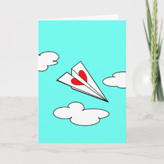 Paper Aeroplane with Heart Card