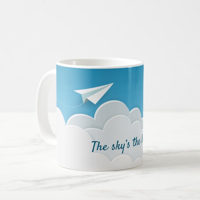 Paper Aeroplanes Above the Clouds Coffee Mug (Front Left)