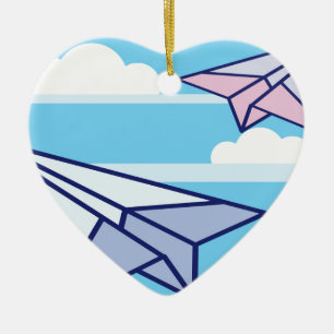 Paper Aeroplanes in the sky Ceramic Tree Decoration