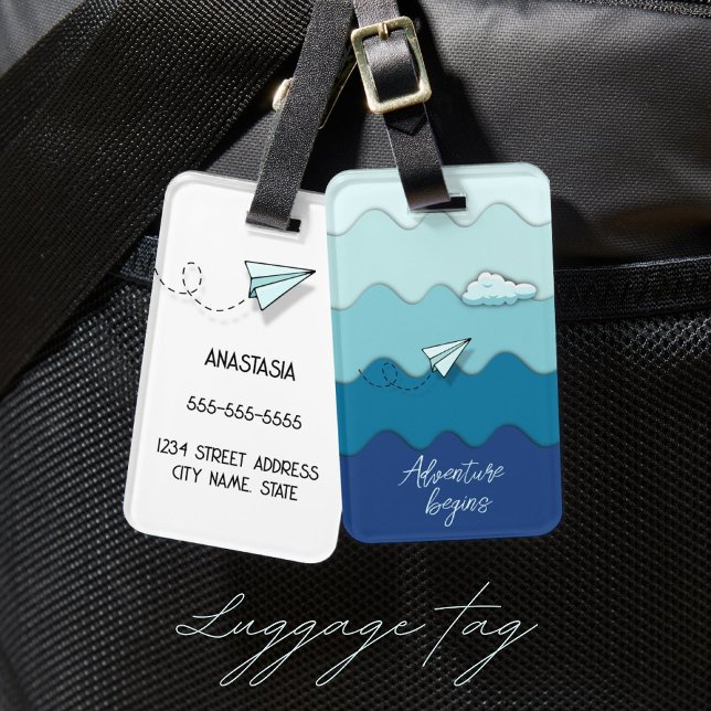 Paper airplane | Adventure begins  Luggage Tag (Creator Uploaded)