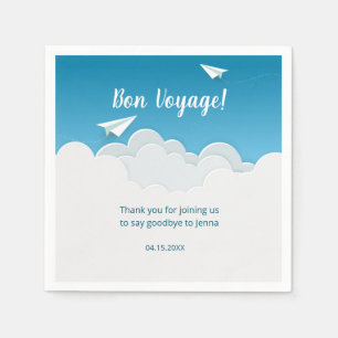Paper Airplane in the Sky Going Away Party Napkin
