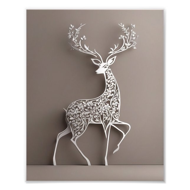 Paper Art Featuring a Beautiful Deer Photo Print (Front)