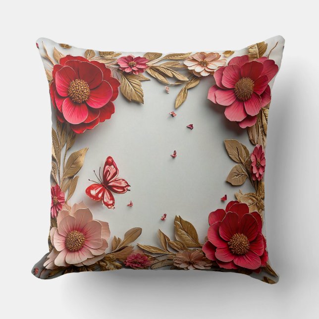 Paper art flowers cushion (Front)