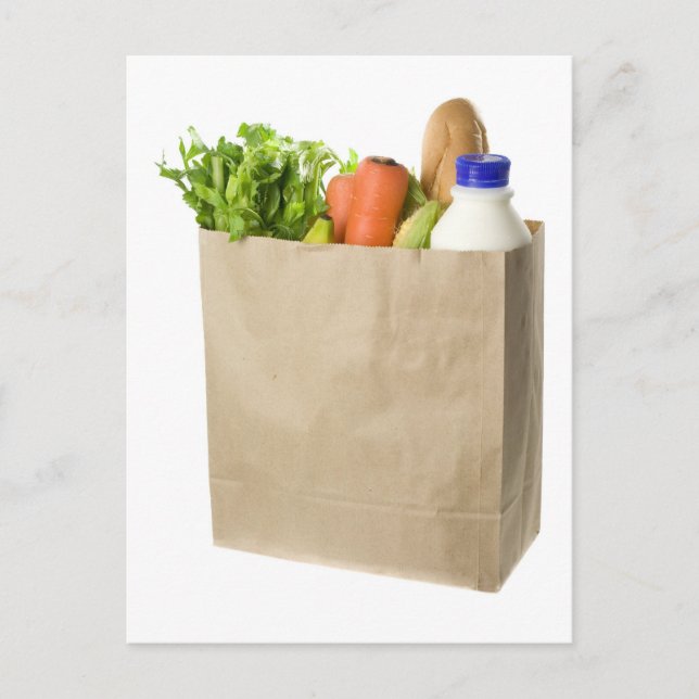 Paper bag full of groceries postcard (Front)