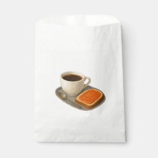 Paper bag with illustration of coffee and toast