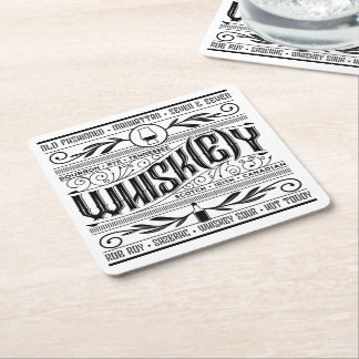Paper Bar Coaster: Whiskey / Whisky Square Paper Coaster