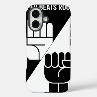 Paper Beats Rock – Minimalist Black & White art iPhone 16 Case